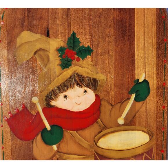Little Drummer Boy Christmas Vintage Handpainted Wood Cutting Board Decor - Picture 2 of 4
